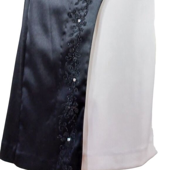 Rampage One-Shoulder Black Satin Dress 7 Beaded Asymmetrical Y2K Glam Cocktail - Picture 4 of 10